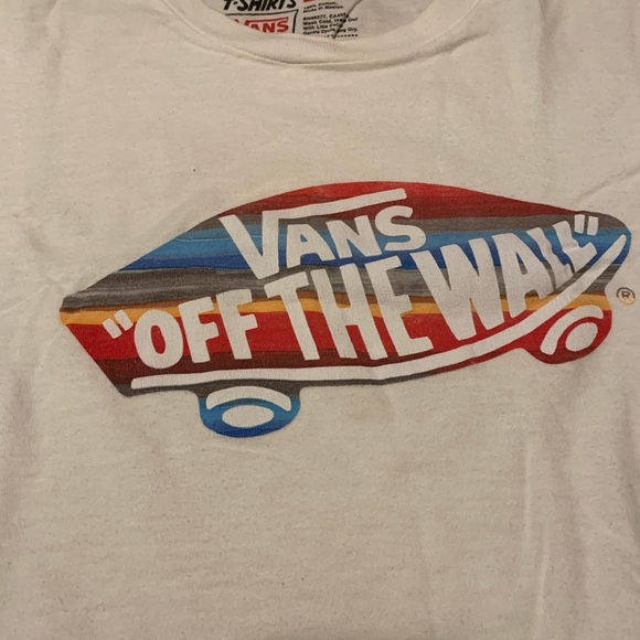 Vans off the wall LARGE white t-shirt rainbow logo - Picture 2 of 4